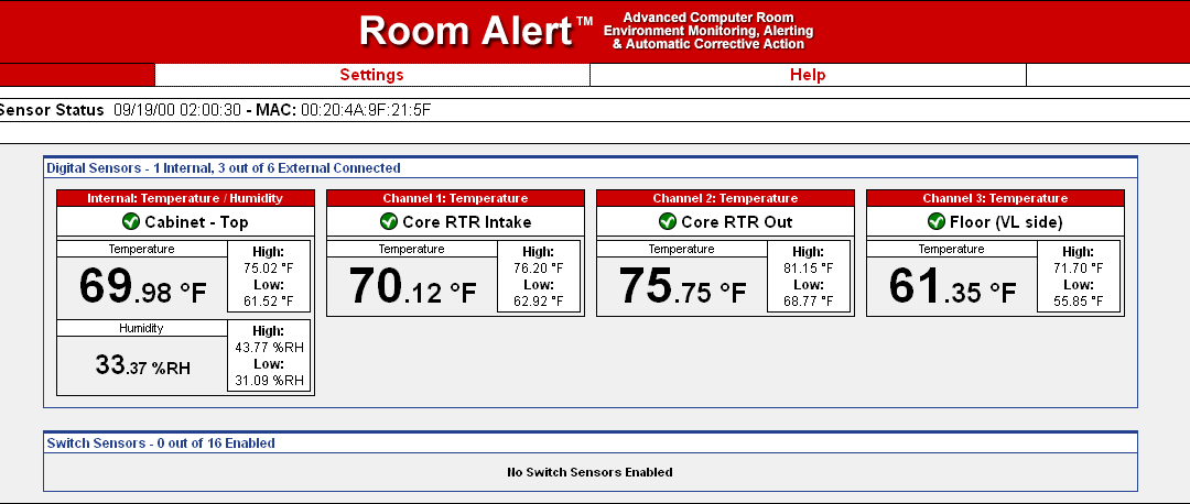 Поиск AVtech Room Alert в Shodan — мониторинг помещений.